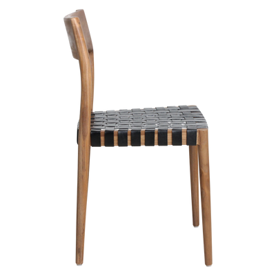 Eetkamerstoel Freya teakhouten met leer - zwart (set van 2) by Raw Materials Amsterdam