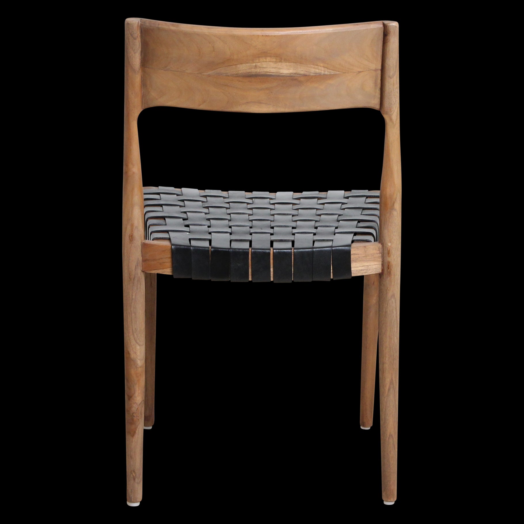 Eetkamerstoel Freya teakhouten met leer - zwart (set van 2)