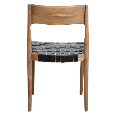 Eetkamerstoel Freya teakhouten met leer - zwart (set van 2) by Raw Materials Amsterdam