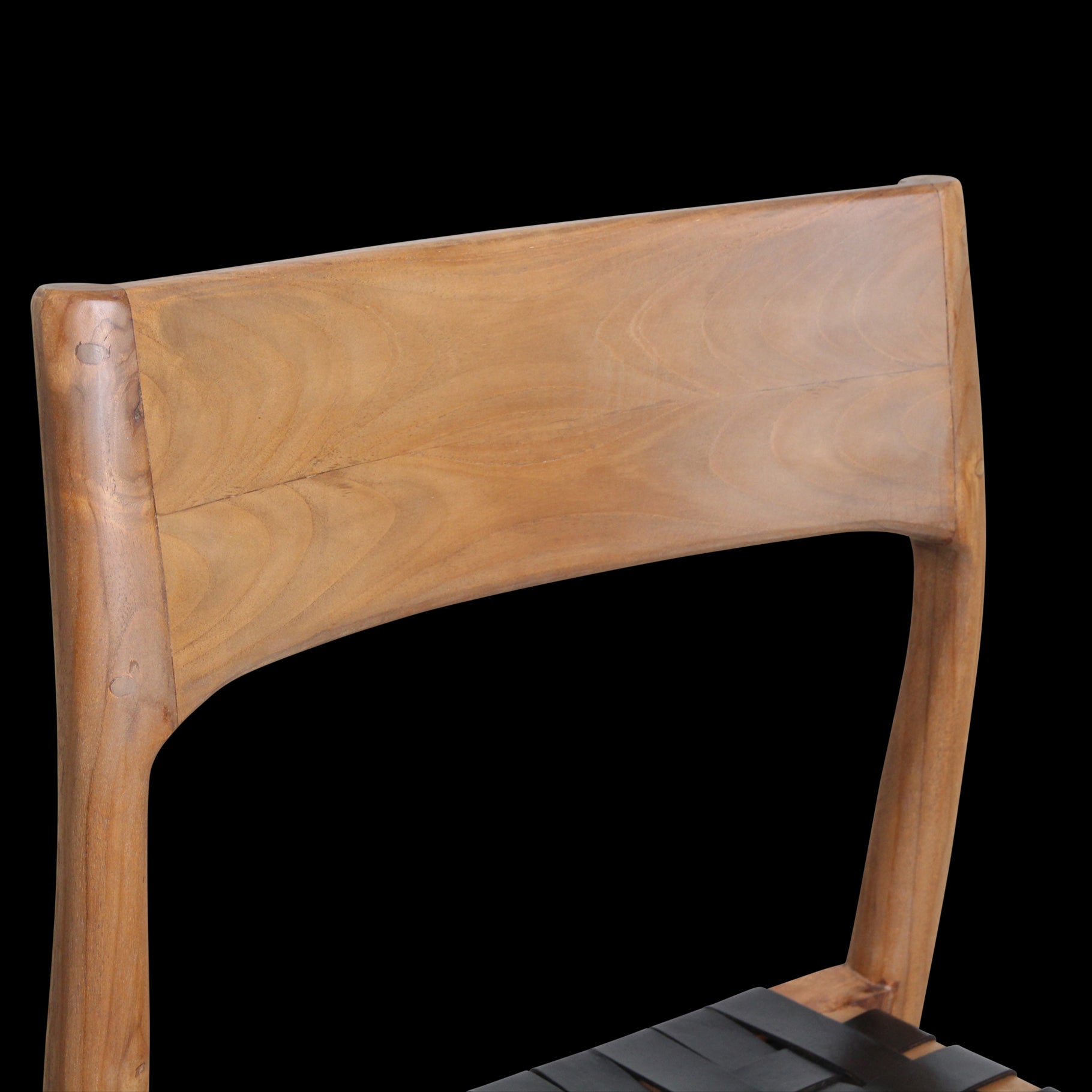 Eetkamerstoel Freya teakhouten met leer - zwart (set van 2)