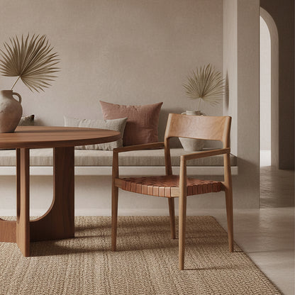 Eetkamerstoel Freya teakhouten met armleuning - naturel (set van 2)