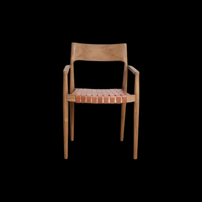 Eetkamerstoel Freya teakhouten met armleuning - naturel (set van 2)