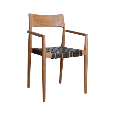 Eetkamerstoel Freya teak met armleuning - Zwart (set van 2) by Raw Materials Amsterdam