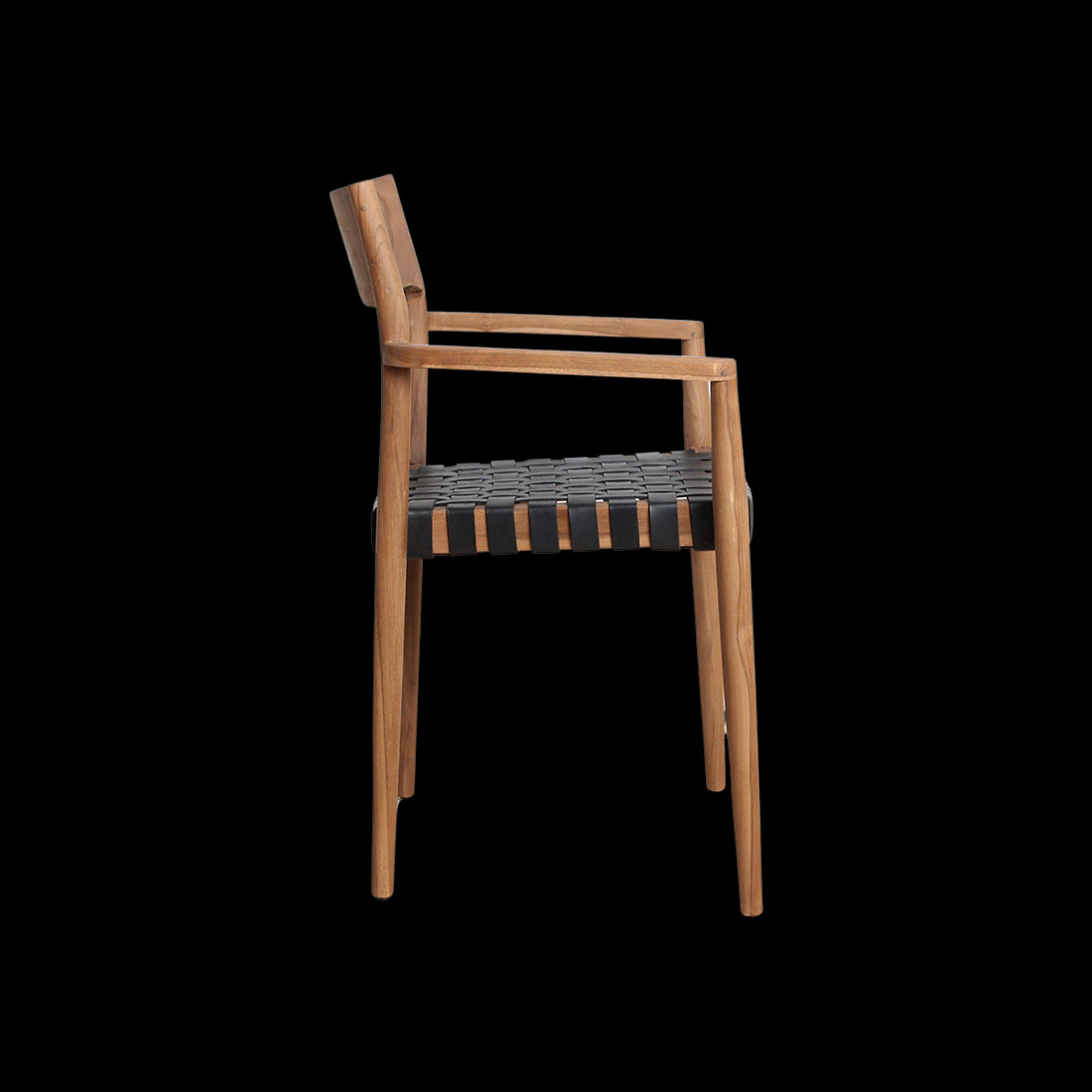 Eetkamerstoel Freya teak met armleuning - Zwart (set van 2)