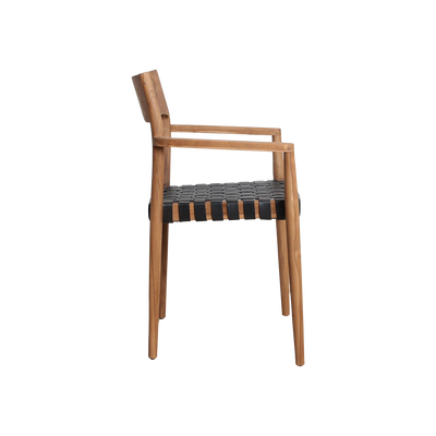 Eetkamerstoel Freya teak met armleuning - Zwart (set van 2) by Raw Materials Amsterdam