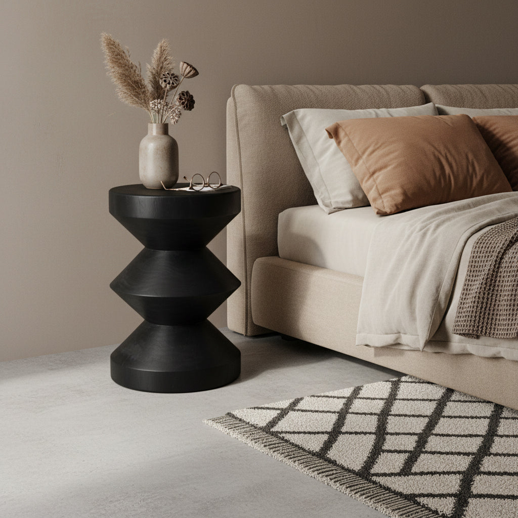 kruk/bijzettafel Teakhouten Rizo zwart