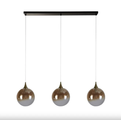 Hanglamp Alchemy LED 3L, Black metal and Amber Glass by Searchlight