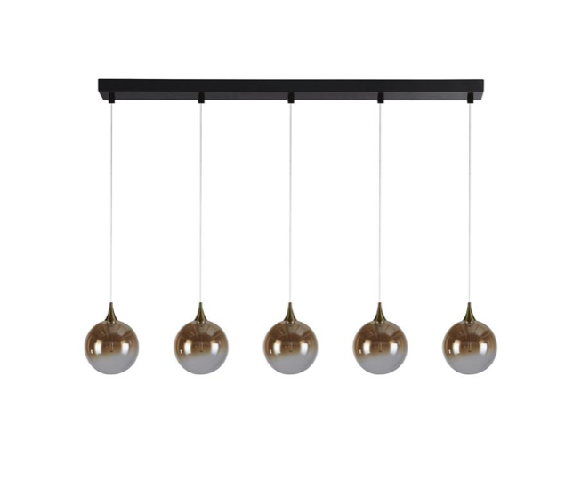 Hanglamp Alchemy LED 5L, Black metal and Amber Glass