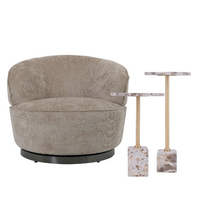 Filou Fauteuil + 2 marmeren Ebe bijzettafels t.w.v €284 cadeau by PTMD