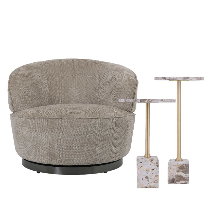 Filou Fauteuil + 2 marmeren Ebe bijzettafels t.w.v €284 cadeau by PTMD