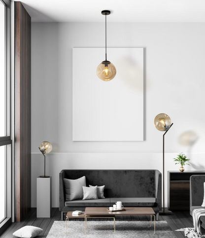 Hanglamp Punch - Black Metal & Champagne Punched Glass