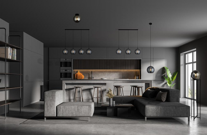 Hanglamp Amsterdam 3Lt - Black Metal & Smoked Glass