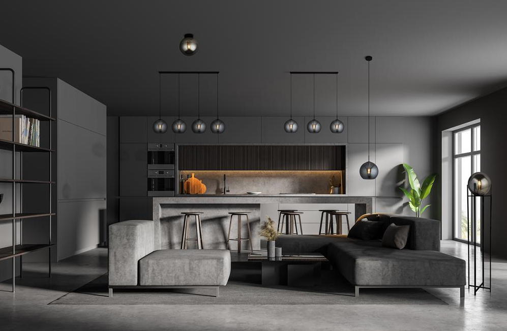 Hanglamp Amsterdam 3Lt - Black Metal & Smoked Glass