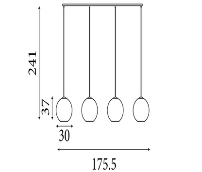 Hanglamp Amsterdam 4Lt - Black Metal & Smoked Glass