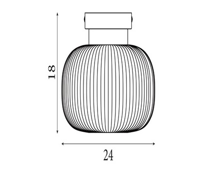 Plafondlamp Lumina   - Black Metal & Opal Ribbed Glass