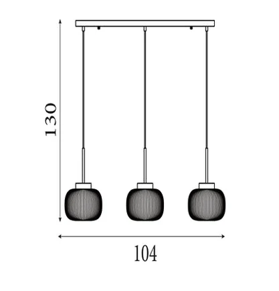 Hanglamp Lumina 3Lt - Black Metal & Opal Ribbed Glass by Searchlight