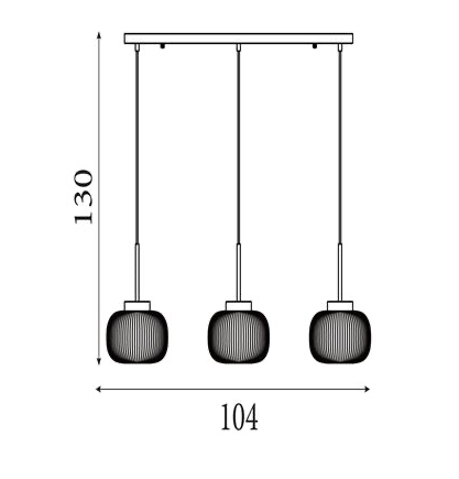 Hanglamp Lumina 3Lt - Black Metal & Opal Ribbed Glass