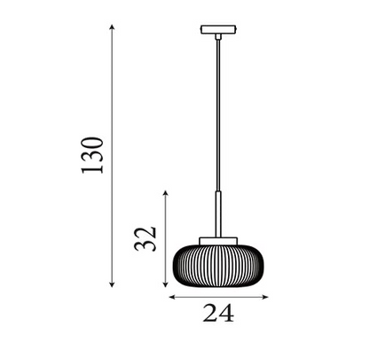 Hanglamp Lumina - Black Metal & Opal Ribbed Glass