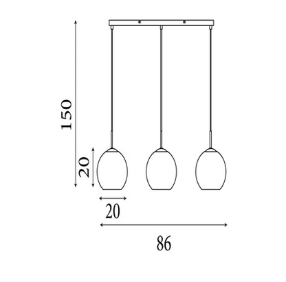 Hanglamp Balls 3Lt - Chrome Metal & Smoked Glass