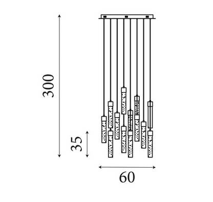 Hanglamp Moonbeam 13Lt, Black Metal & Marbleised Resin