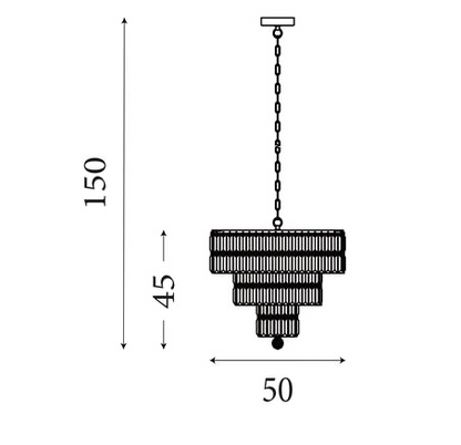 Hanglamp Empire 5Lt - Satin Brass Metal & Champagne Glass