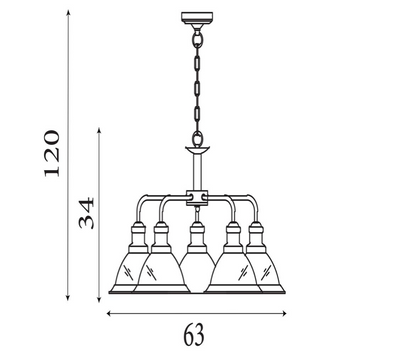 Hanglamp Bistro 5Lt - Satin Silver & Glass
