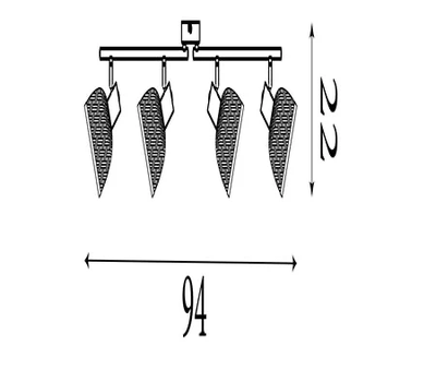 Plafondlamp Lance 4Lt - Black Metal & Bamboo Shade by Searchlight