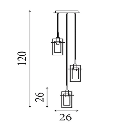 Hanglamp Duo II 3Lt getrapt - Satin Silver & Smoked Glass by Searchlight
