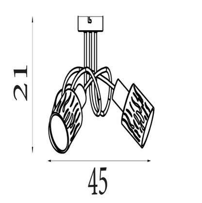 Plafondlamp Knot 3Lt - Black Metal with Amber Glass Shade