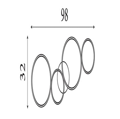 Plafondlamp Cirque 4Lt Ring  - Black Metal