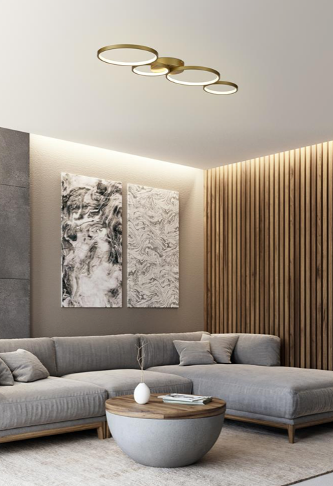 Plafondlamp Cirque LED 4Lt Flush, Gold Metal