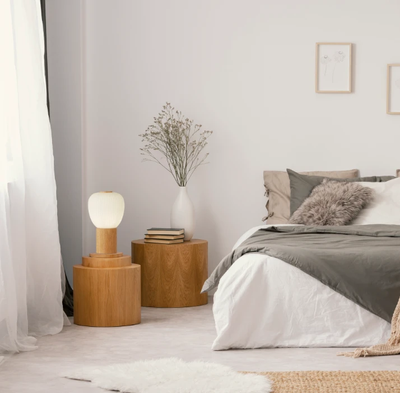 Tafellamp Ella - Wood & Opal Ribbed Glass by Searchlight