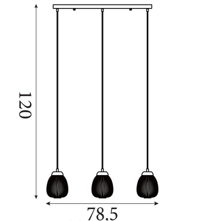 Hanglamp Ella 3Lt - Black Metal & Opal Ribbed Glass