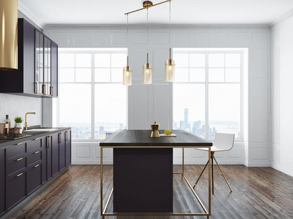 Hanglamp Duo III 3Lt - Bronze Metal & Champagne Glass