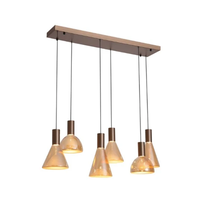 Hanglamp Cannes LED 6Lt, Latte Metal and Amber Glass by Searchlight