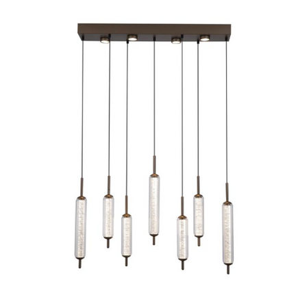 Hanglamp Cattail 7Lt LED Latte metal with clear glass