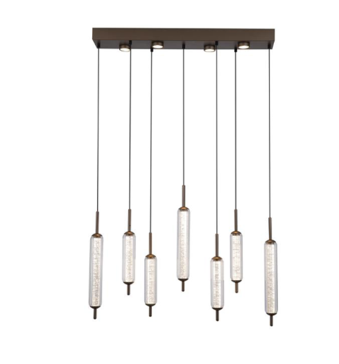 Hanglamp Cattail 7Lt LED Latte metal with clear glass