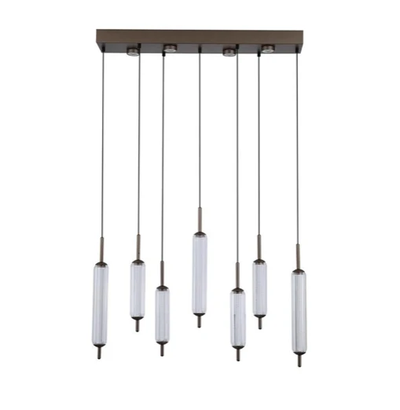 Hanglamp Cattail 7Lt LED Latte metal with clear glass by Searchlight