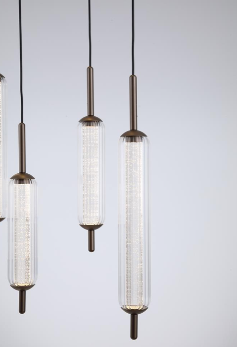 Hanglamp Cattail 7Lt LED Latte metal with clear glass