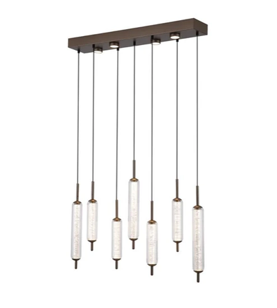 Hanglamp Cattail 7Lt LED Latte metal with clear glass by Searchlight