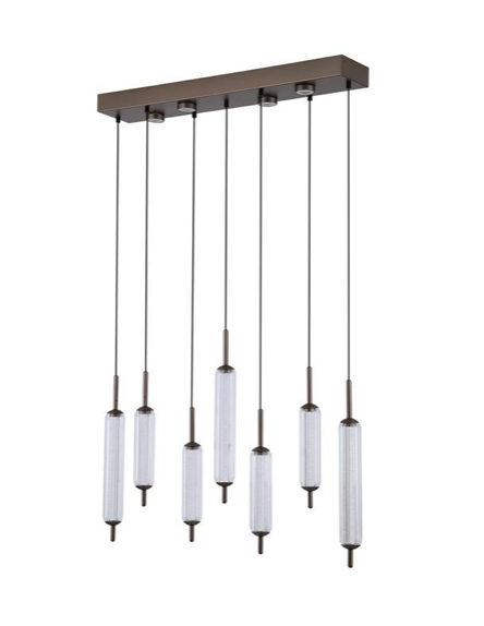 Hanglamp Cattail 7Lt LED Latte metal with clear glass