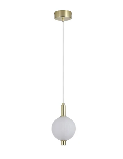Hanglamp Luminique LED, Satin Brass Metal with Glass by Searchlight