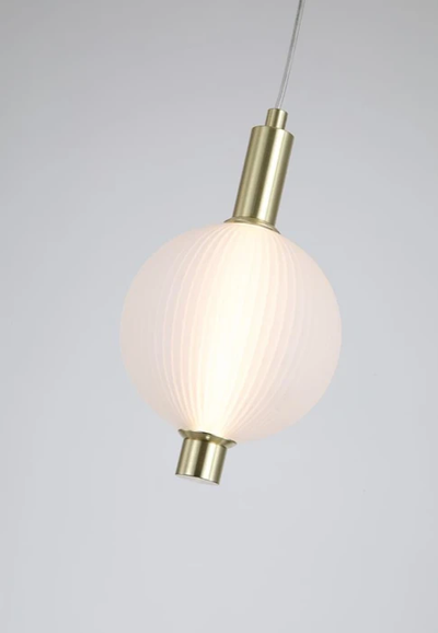 Hanglamp Luminique LED, Satin Brass Metal with Glass by Searchlight