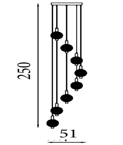 Hanglamp Luminique LED 8Lt, Satin Brass Metal with Glass by Searchlight