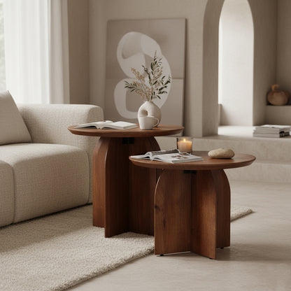 bijzettafel Bullnose mangohouten cross Ø 55 cm