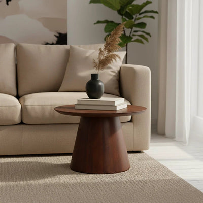 bijzettafel Bullnose mangohouten cone by Raw Materials Amsterdam