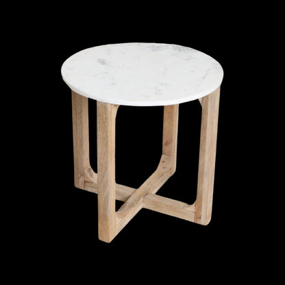 bijzettafel Marmer rond wit