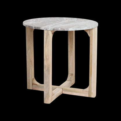 bijzettafel Marmer rond naturel
