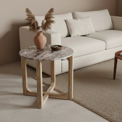 bijzettafel Marmer rond naturel by Raw Materials Amsterdam