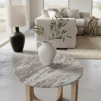 bijzettafel Marmer rond naturel by Raw Materials Amsterdam